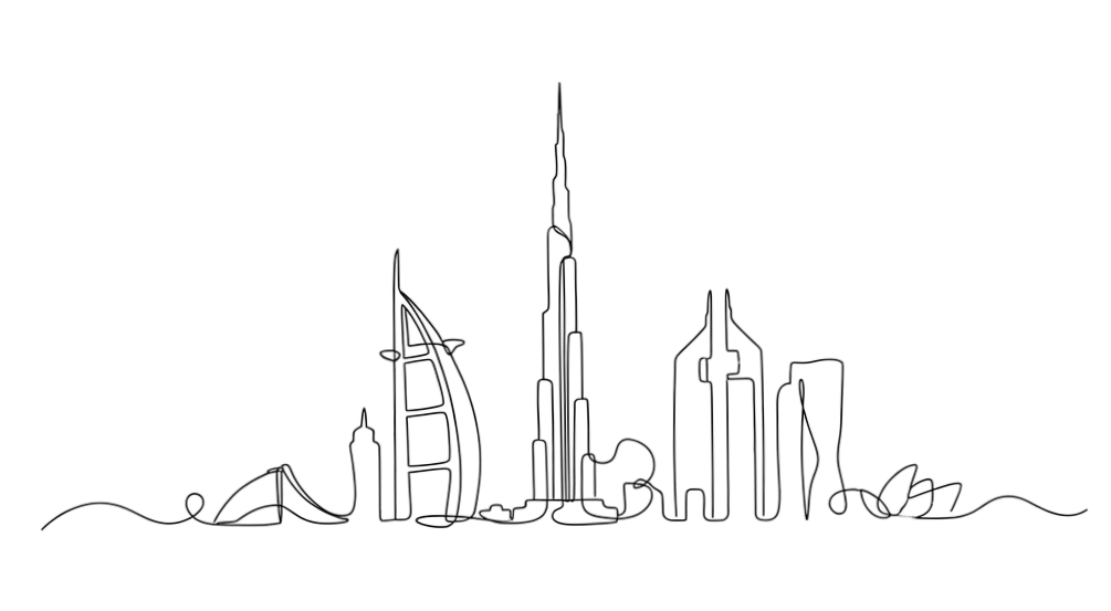 Dubai Skyline Line Art